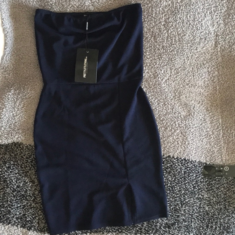 Pretty Little Thing Navy Blue Strapless Dress
